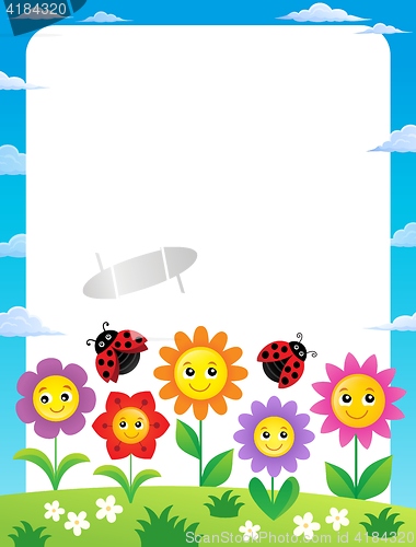 Image of Frame with flowers and ladybugs 1