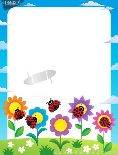 Image of Frame with flowers and ladybugs 2