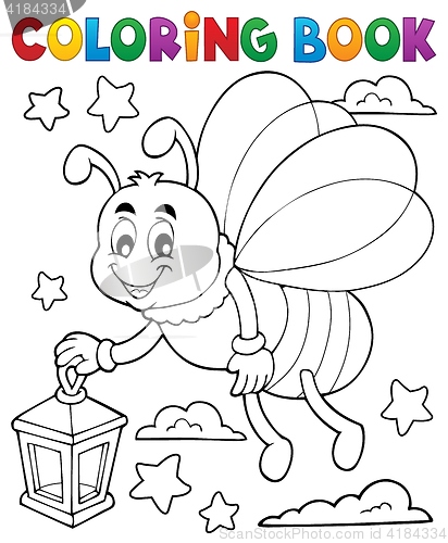 Image of Coloring book firefly with lantern