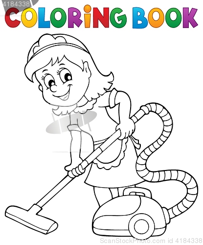 Image of Coloring book cleaning lady 1