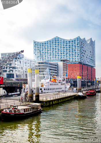 Image of view of Hamburg city and Elbphilharmonie