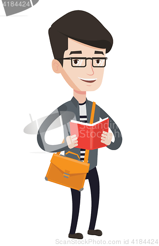 Image of Student reading book vector illustration.