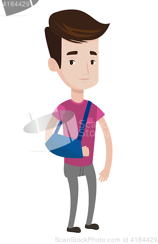 Image of Injured man with broken arm vector illustration.