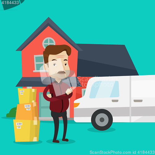 Image of Man moving to house vector illustration.