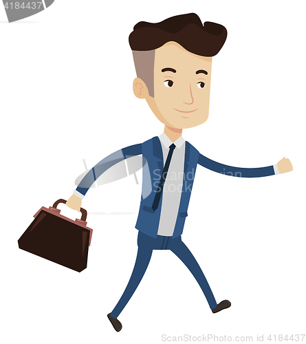 Image of Happy businessman running vector illustration.