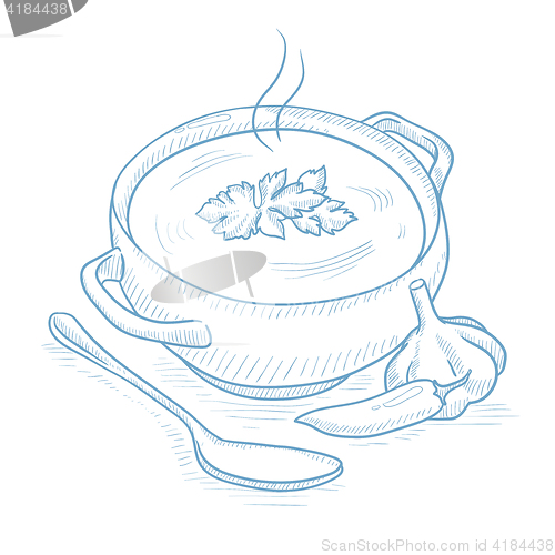 Image of Pot of hot soup.