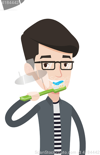 Image of Man brushing his teeth vector illustration.