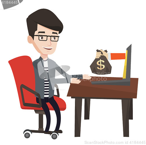 Image of Businessman earning money from online business.