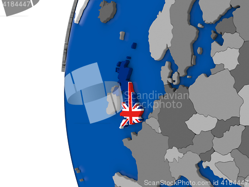Image of United Kingdom on globe