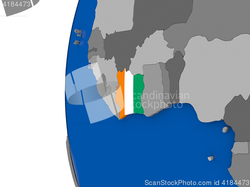 Image of Ivory Coast on globe