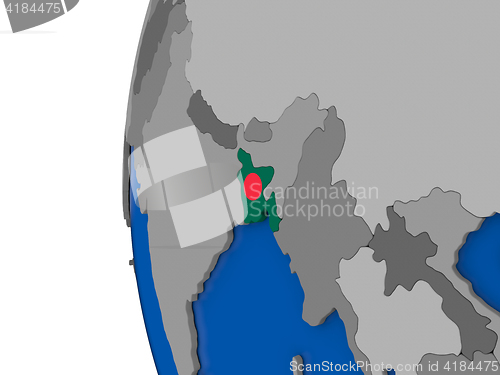 Image of Bangladesh on globe