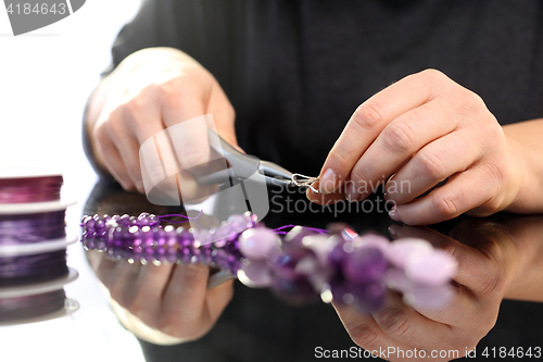 Image of Necklace, amethyst fuchsia Necklace, purple marble