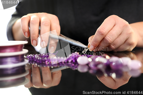 Image of Creating jewelry. Workshop jewelery, working on an exclusive jewelry