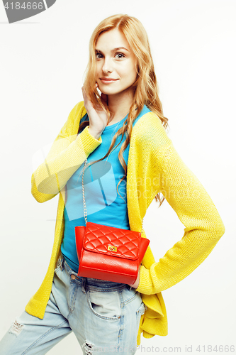 Image of young pretty red hair woman happy smiling isolated on white background, lifestyle people concept