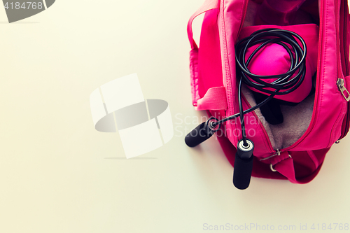 Image of close up of female sports stuff in bag