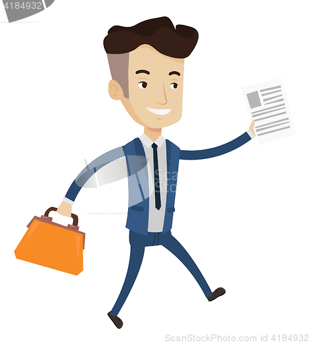 Image of Happy businessman running vector illustration.