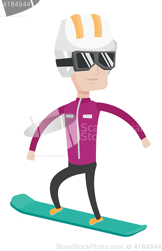 Image of Young man snowboarding vector illustration.