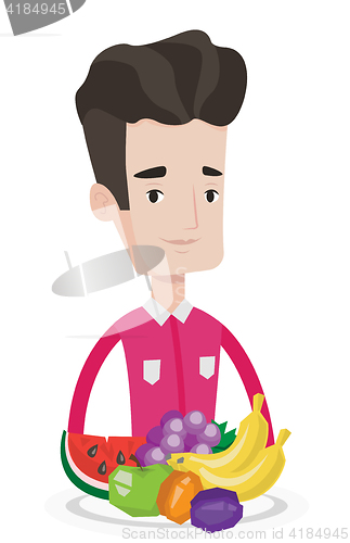 Image of Man with fresh fruits vector illustration.