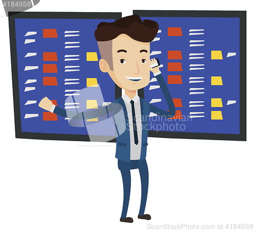 Image of Stockbroker at stock exchange vector illustration.