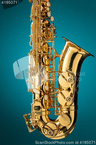 Image of Saxophone - Golden alto saxophone classical instrument