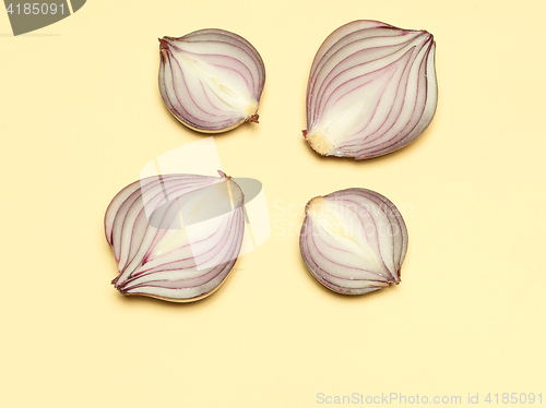 Image of Red onion on a yellow background