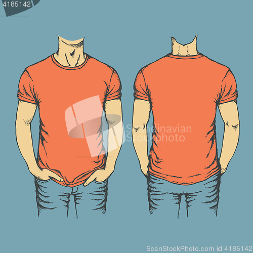 Image of Vector red t-shirt template