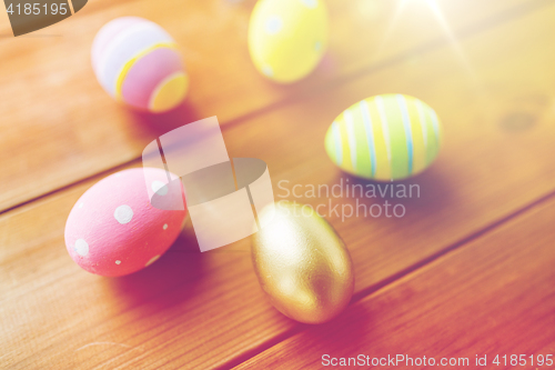 Image of close up of colored easter eggs