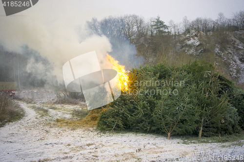 Image of Christmas tree burning