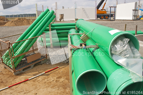 Image of Green sewer pipes