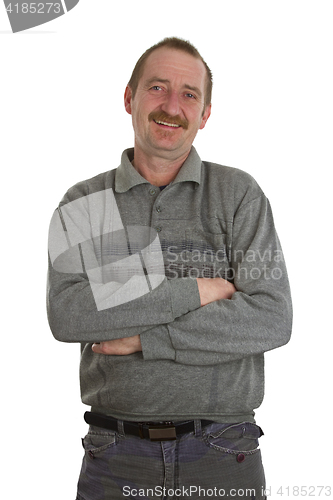 Image of Casual man standing on white