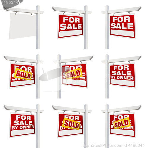 Image of Complete Set of Real Estate Signs with For Sale, Sold, For Sale 