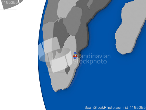 Image of Swaziland on globe
