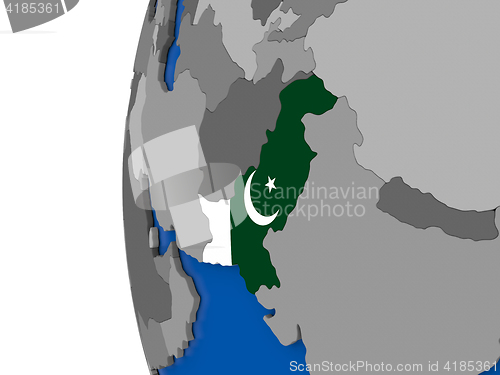 Image of Pakistan on globe