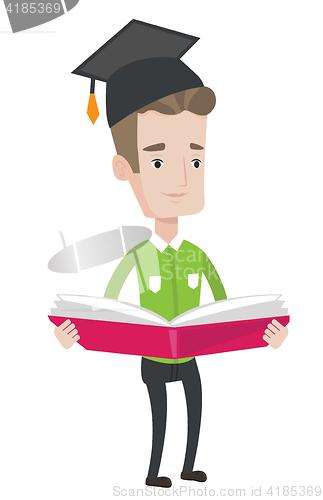 Image of Graduate with book in hands vector illustration.