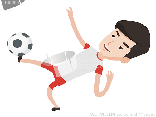 Image of Soccer player kicking ball vector illustration.