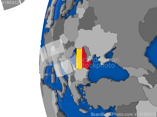 Image of Romania on globe