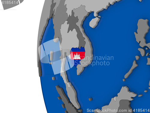 Image of Cambodia on globe