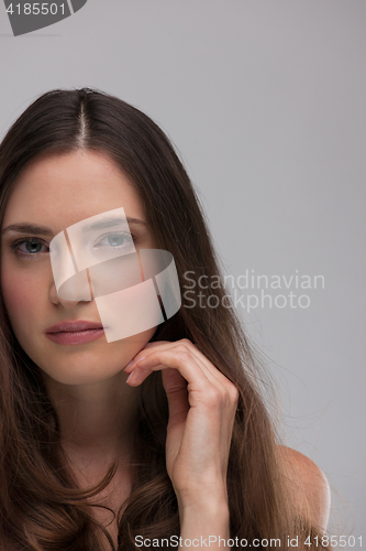 Image of portrait  of beautiful young brunette woman