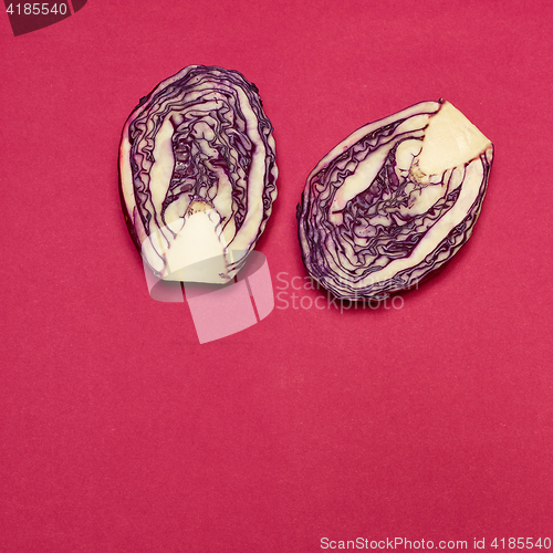 Image of Red cabbage on a red background