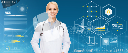 Image of smiling female doctor with stethoscope