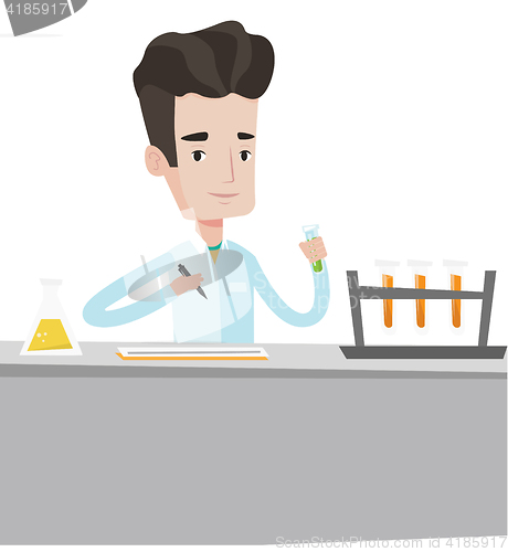 Image of Laboratory assistant working vector illustration.