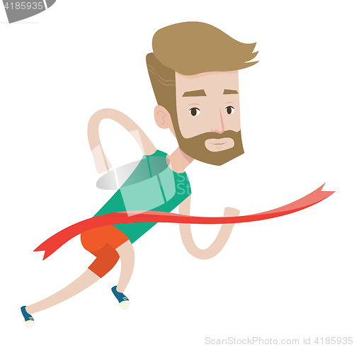 Image of Winner crossing finish line vector illustration.