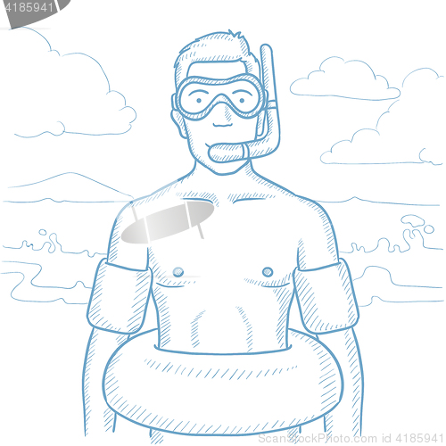 Image of Man with swimming equipment vector illustration.