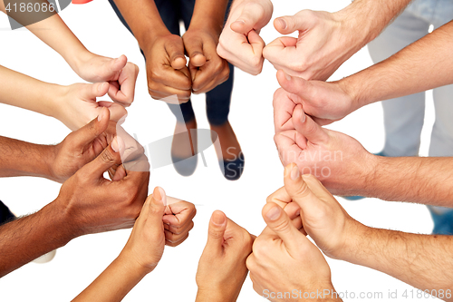 Image of hands of international people showing thumbs up