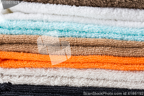 Image of close up of stacked bath towels