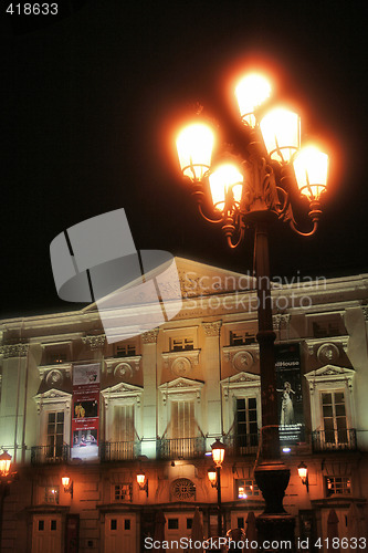 Image of Madrid theatre by night