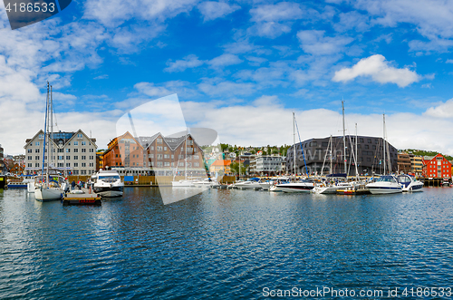 Image of View of a marina in Tromso, North Norway