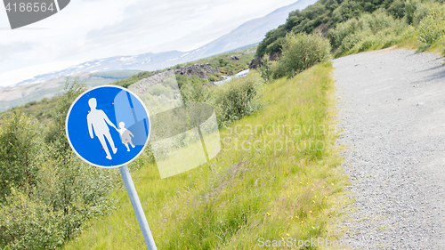 Image of Road sign in Iceland - Pedestrian path