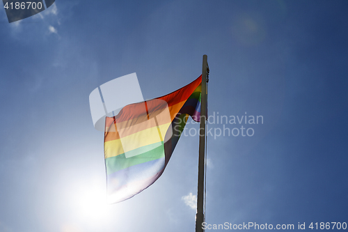 Image of Rainbow flag on a flagpole