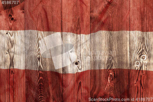 Image of National flag of Austria, wooden background